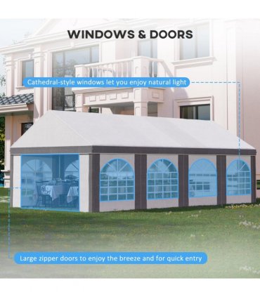 8 x 4m Party Tent, Marquee Gazebo with Sides, Eight Windows and Double Doors