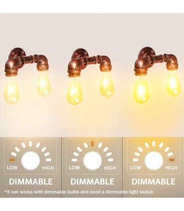Metal Vintage Brushed Copper Water Pipe Wall Light 8x6x9 inches Silver