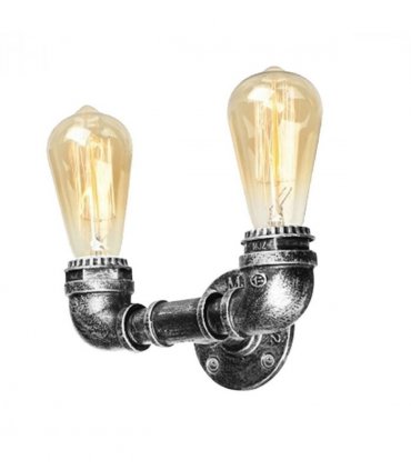 Metal Vintage Brushed Copper Water Pipe Wall Light 8x6x9 inches Silver