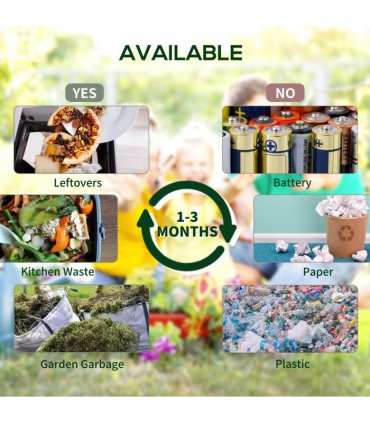Composter Steel Green and Black 67L x 60W x 77H cm Dual Chamber Rotating