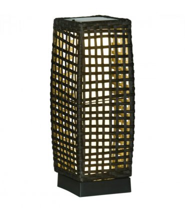 Solar Lantern Steel wrapped in rattan Grey 21cmx21cmx78cm 15 lumens LED 2500K