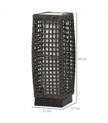 Solar Lantern Steel wrapped in rattan Grey 21cmx21cmx78cm 15 lumens LED 2500K
