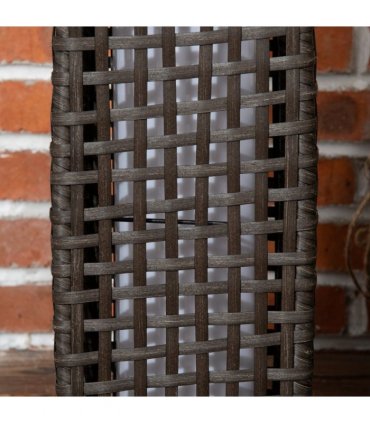 Solar Lantern Steel wrapped in rattan Grey 21cmx21cmx78cm 15 lumens LED 2500K