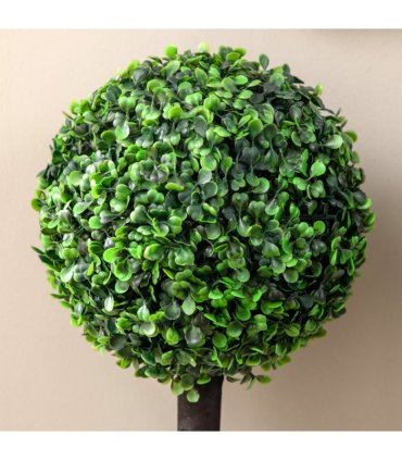 HOMCOM Set of 2 Potted Artificial Plants Boxwood Ball Trees Outdoor, 60cm