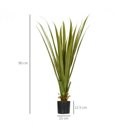 HOMCOM Potted Artificial Plants Agave Succulent for Desk Indoor Outdoor, 90cm