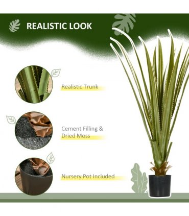 HOMCOM Potted Artificial Plants Agave Succulent for Desk Indoor Outdoor, 90cm