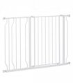 PawHut Dog Gate Wide Stair Gate w/ Door Pressure Fit, 75-115W cm, White