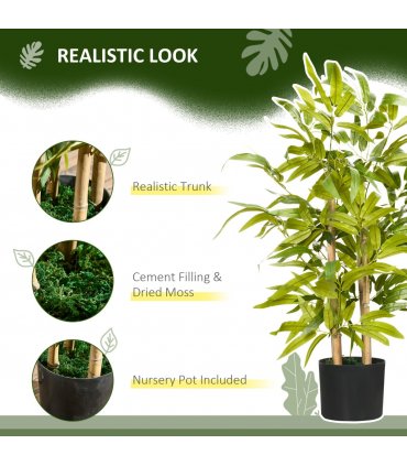 Artificial Plant Green Thick Plastic Bamboo Design Tabletop Size 60cm Height