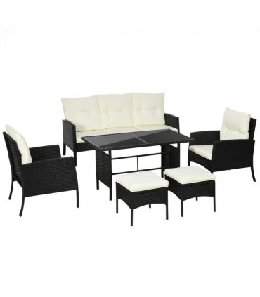 Garden Furniture Sofa Set, Rattan, Metal, Plastic, White, 158W x 68D x 80Hcm