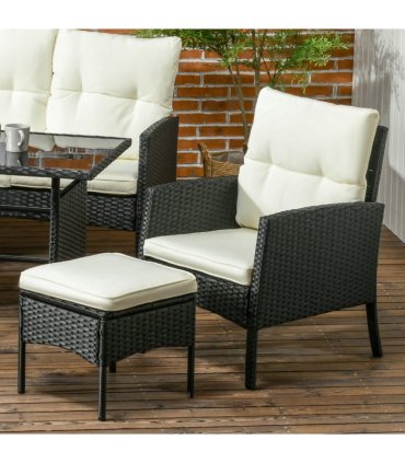Garden Furniture Sofa Set, Rattan, Metal, Plastic, White, 158W x 68D x 80Hcm
