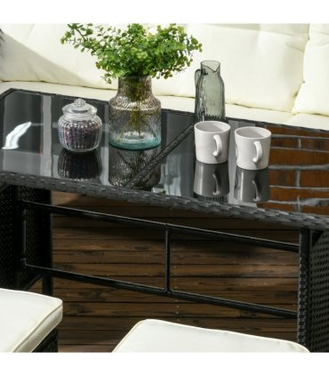 Garden Furniture Sofa Set, Rattan, Metal, Plastic, White, 158W x 68D x 80Hcm