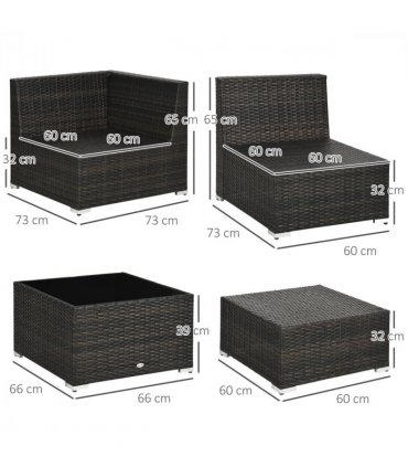 Outsunny 8 Pieces Patio Rattan Sofa Set Garden Furniture Set for Outdoor Brown
