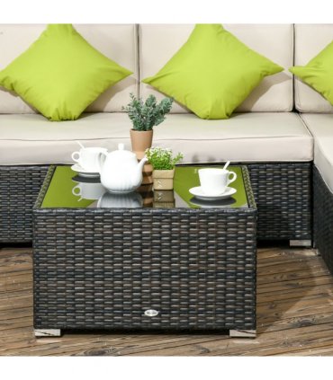 Outsunny 8 Pieces Patio Rattan Sofa Set Garden Furniture Set for Outdoor Brown