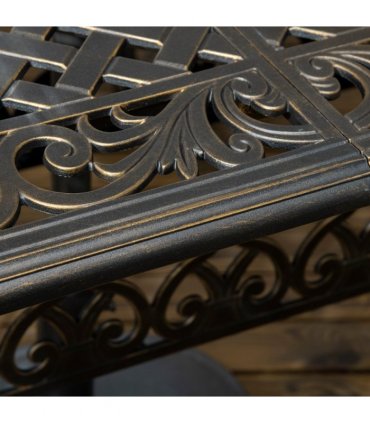Garden Dining Set 7-PC Cast Aluminum Bronze Tone 150cmx90cmx72.5cm Umbrella