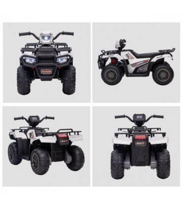 HOMCOM 12V Electric Quad Bike for Kids w/ LED Headlights, Music - White