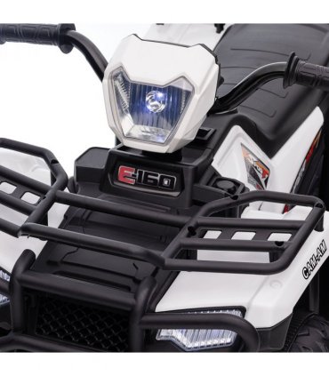 HOMCOM 12V Electric Quad Bike for Kids w/ LED Headlights, Music - White