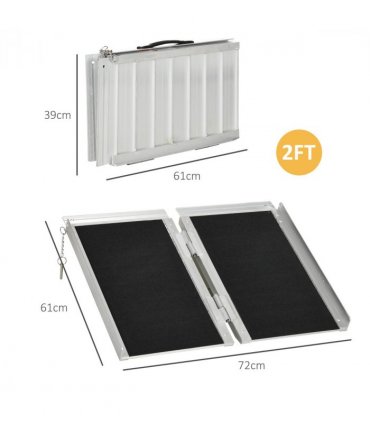 Aluminium Alloy Wheelchair Ramp 61cm x 72cm x 5cm Silver Anti-Slip Surface