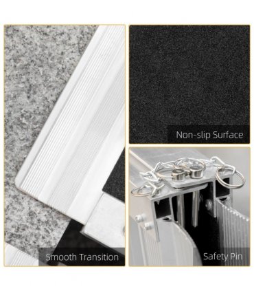 Aluminium Alloy Wheelchair Ramp 61cm x 72cm x 5cm Silver Anti-Slip Surface