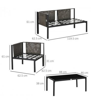 Outsunny 4 Piece Garden Furniture Set w/ Breathable Mesh Pocket, Light Grey