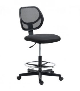 Vinsetto Draughtsman Chair Tall Office Chair w/ Adjustable Footrest Ring Black