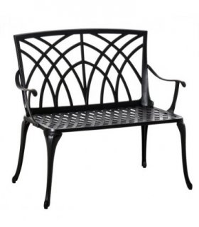 Garden Bench Cast Aluminium Black 95cmx54cmx88cm Ergonomic Armrest