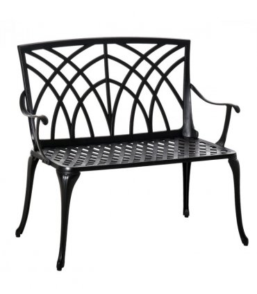 Garden Bench Cast Aluminium Black 95cmx54cmx88cm Ergonomic Armrest