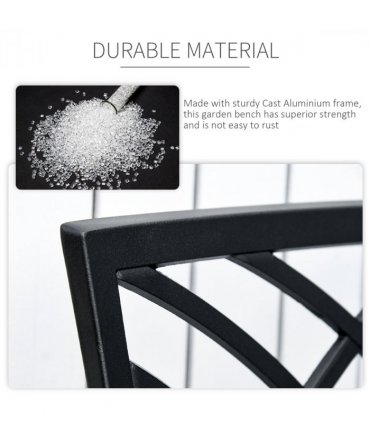 Garden Bench Cast Aluminium Black 95cmx54cmx88cm Ergonomic Armrest