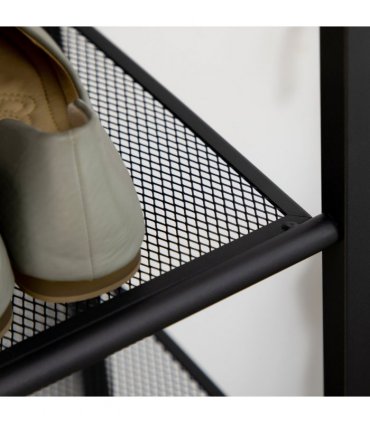 Shoe Rack Metal Black 60L x 28.5W x 126Hcm Seven-shelf design Mesh shelves