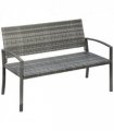 Outsunny Patio Rattan 2 Seater Garden Bench Love Seater Garden Armchair Grey