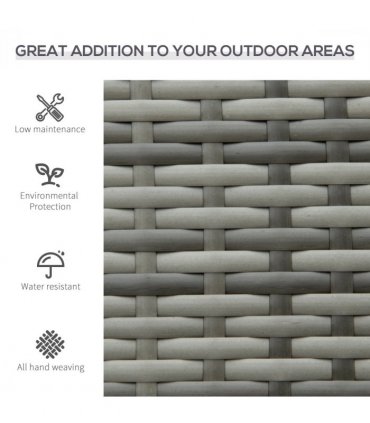 Outsunny Patio Rattan 2 Seater Garden Bench Love Seater Garden Armchair Grey
