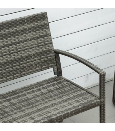 Outsunny Patio Rattan 2 Seater Garden Bench Love Seater Garden Armchair Grey