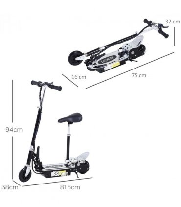 HOMCOM Teen Foldable Electric Scooters Electric Battery 120W w/ Brake Kickstand