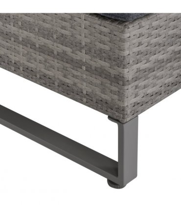 PE Rattan Grey 133cmx69cmx64cm Outdoor Sofa Set with Storage Table and Cushions