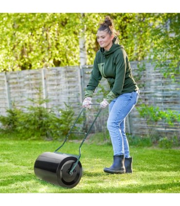 60L Steel Garden Roller Push Pull w/ Fillable Cylinder Water Rolling Drum