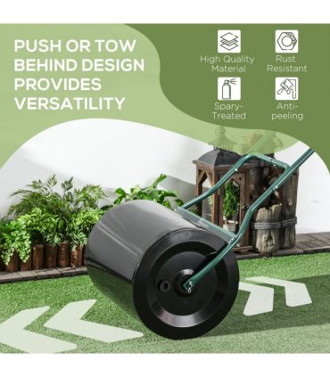 60L Steel Garden Roller Push Pull w/ Fillable Cylinder Water Rolling Drum