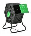 Garden Compost Bin - 65L Green and Black Steel 77H x 60L x 49W cm Rotation