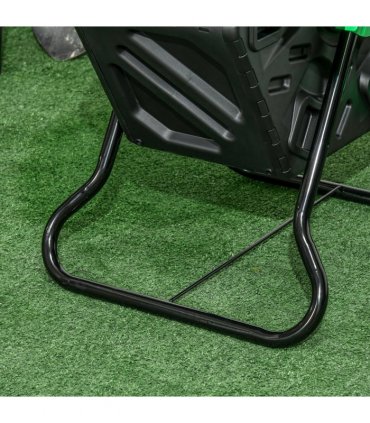 Garden Compost Bin - 65L Green and Black Steel 77H x 60L x 49W cm Rotation