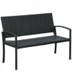 Outsunny Patio Rattan 2 Seater Garden Bench Love Seater Garden Armchair Black