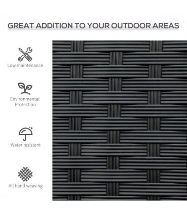 Outsunny Patio Rattan 2 Seater Garden Bench Love Seater Garden Armchair Black