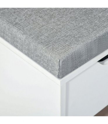 HOMCOM Shoe Storage Cabinet Bench w/ Cushion Adjustable Shelves White and Grey