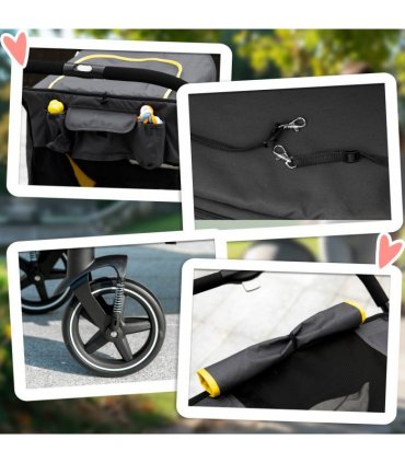 PawHut Foldable Dog Carriage w/ Universal Wheels, Shock Absorber - Grey