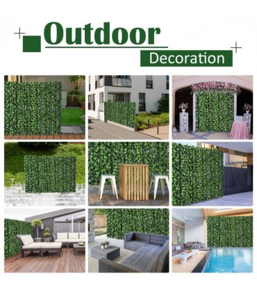 Artificial Leaf Hedge Screen Privacy Fence Panel Green 300L x 100H cm