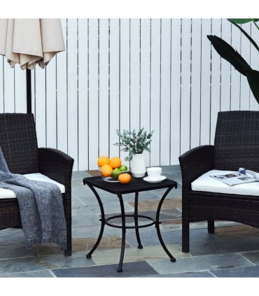 Outsunny 45cm Square Metal Outdoor Patio Bistro Table Coffee Desk Black