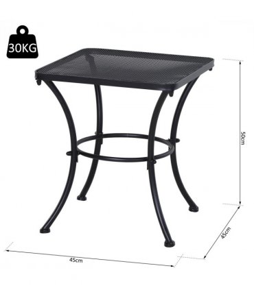 Outsunny 45cm Square Metal Outdoor Patio Bistro Table Coffee Desk Black