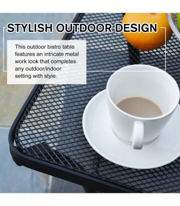 Outsunny 45cm Square Metal Outdoor Patio Bistro Table Coffee Desk Black