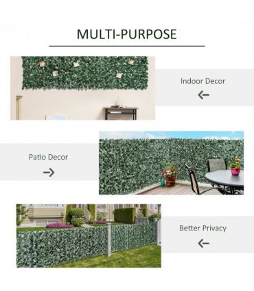 Outsunny Artificial Leaf Hedge Panel Garden Fence Privacy Screen 1.5m x 3m