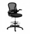 Vinsetto Draughtsman Chair Tall Office Chair w/ Adjustable Footrest Ring Black