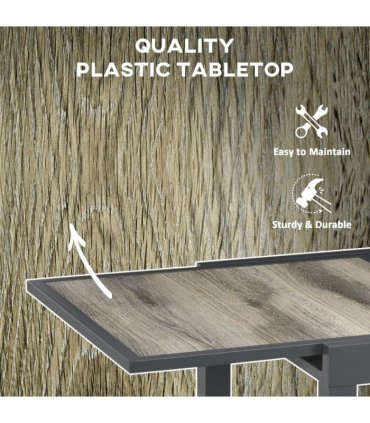 Outdoor Dining Table Aluminium Beige 160L x 80W x 75H cm Extendable Wood-Effect