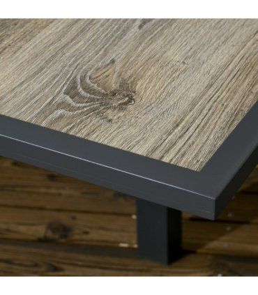 Outdoor Dining Table Aluminium Beige 160L x 80W x 75H cm Extendable Wood-Effect