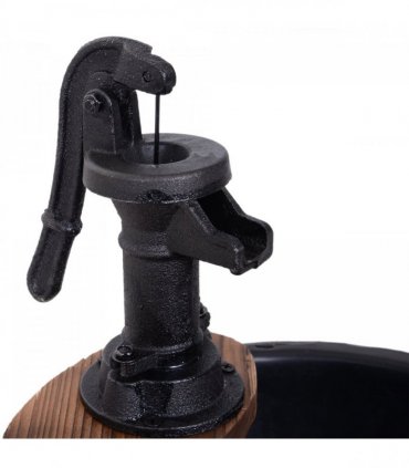 Garden Fountain Water Pump Solid Fir Wood Carbonised Finish 27cm x 27cm x 59cm